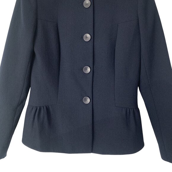 Lafayette 148 Navy Button Front Blazer Size 2 Tailored Fit Structured Wool - Picture 6 of 8